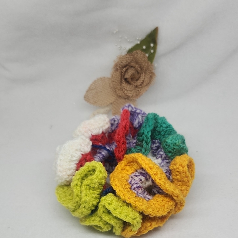 Handmade Crochet Hair Scrunchie Multicolor - Super Size